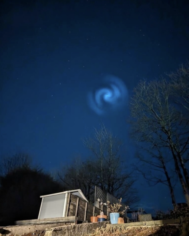 The Met Office has explained the mysterious glowing spiral seen in the sky last night. Credit: Instagram, Ramonacomecloser